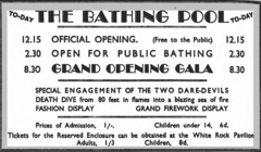 Opening of Bathing Pool Advert 27 May 1933